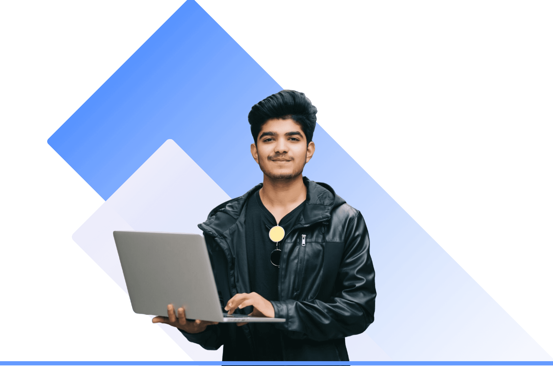 Student with thumbs up celebrating success